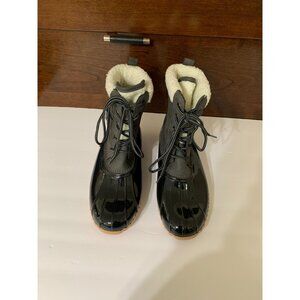 Sporto Women's Daphne Duck Boots 9M Black/Gray  Faux Fur